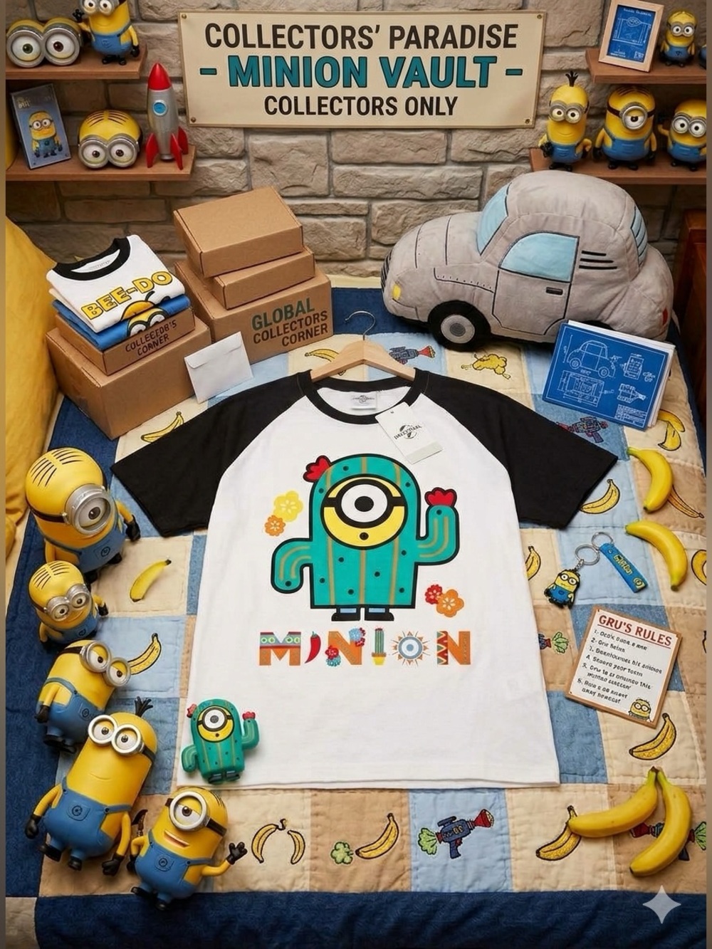 Universal Studios Japan Exclusive Minion Cactus Raglan Shirt - Size M -Fits US S